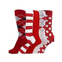 Elite Quality Men's Christmas Color Red Dress Socks(5 Pairs)