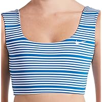 Nike Women's Reversible Sport Mesh Midkini Top (Middle, Battle Blue/White/Stripe)