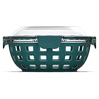 Ello DuraGlass Food Storage Glass Lunch Bowl Container - Meal Prep Container with Silicone Sleeve and Airtight Lid, 5 Cup, Teal