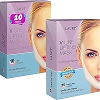 V Shaped Slimming Face Mask Double Chin Reducer V Line Lifting Mask Neck Lift Tape Face Slimmer Patch Chin Strap For Women Jawline Sculptor For Firming and Tightening Skin 10 and 25 Masks Bundle