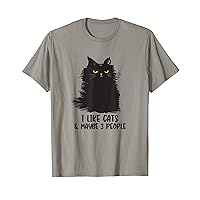 Black cat shirts for men, I Like Cats and Maybe 3 People T-Shirt