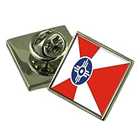 Wichita City United States Flag Lapel Pin Engraved Box