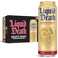 Liquid Death, Grave Fruit Sparkling Water, Grapefruit Flavored Sparkling Beverage Sweetened With Real Agave, Low Calorie & Low Sugar, 8-Pack (King Size 19.2oz Cans)