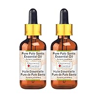 Pure Palo Santo Essential Oil (Bursera graveolens) with Glass Dropper Steam Distilled (Pack of Two) 100ml X 2 (6.76 oz)