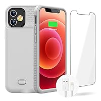 GIN FOXI Battery Case for iPhone 12/12Pro, Real 7000mAh Ultra-Slim Battery Charging Case Rechargeable Anti-Fall Protection Extended Charger Cover for iPhone 12Pro/12 Battery Case(6.1 inch) Gray