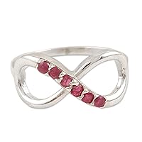 NOVICA Artisan Handmade Ruby Cocktail Ring Infinitymotif .925 Sterling Silver India Birthstone Gemstone 'Forever Pink'