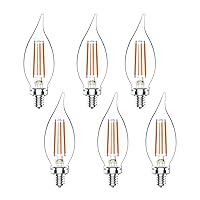 60W Equivalent Dimmable 5.5W BA11(CF35) Vintage LED Edison Filament Candles Light Bulbs, 500lm Clear Glass Candelabra/Chandelier Bulbs, 2700K Soft White Light, E12 Base, 6PCS