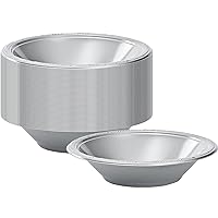 Silver Solid Color Premium Heavy Weight Plastic Soup Bowl (15 Oz.) 50 Count - Elegant & Durable, Perfect for Parties, Weddings & Everyday Use