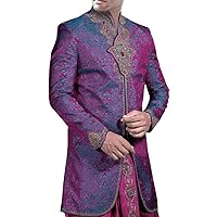 Sherwani for Men Purple Indo Western Sherwani Indian Wedding Clothes IN0215