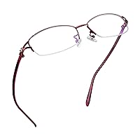 Alloy Semi-Rimless Reading Glasses,Blue Light Blocking Glasses, Anti Eyestrain, Computer Gaming Glasses, TV Glasses for Women Men, Anti Glare (Red, 2.25 Magnification)