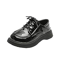Boys Lace Up Leather Shoes Anti Slip Rubber Sole Unisex Kids Loafer Shoes Fashion Toddler Dress Shoes