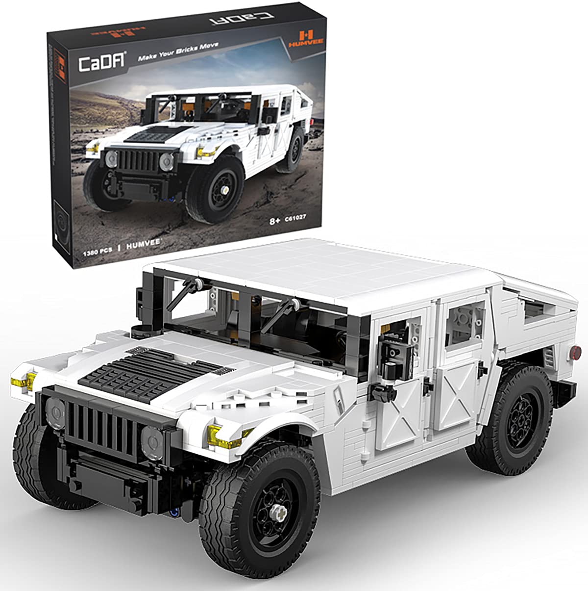 dOMOb Humvee SUV Car Building Kit – Authorized Car Model Set – 1:12 Simulated Build Vehicle – 1380 pcs Blocks – CADA Stem Bricks Toys for 8+ Age Kids & Adults – for Boys, Hobbyist, Collector