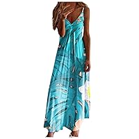 Summer Dress for Women,Elegant Boho Dress Sexy V Neck Slip Off Shoulder Maxi Dress Casual Smocked Flowy Long Dress