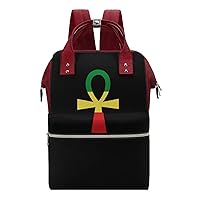 Rasta Ankh Rastafarian Egyptian Waterproof Mommy Backpack Shoulder Bag Stylish Nappy Daypack For Travel Shopping red-style