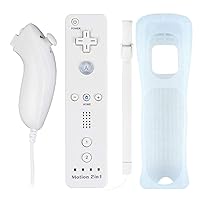 Wii Nunchuck Remote Controller with Motion Plus Compatible with Wii and Wii U Console | Wii Remote Controller with Shock Function (1pack_White)