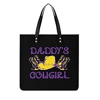 Daddy's Cowgirl PU Leather Tote Bag Top Handle Satchel Handbags Shoulder Bags for Women Men