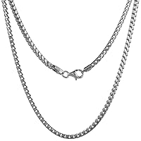 Thin Sterling Silver 1.5-4 mm Franco Chain Necklace for Women & Men Polished Finish Nickel Free Italy