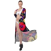 CowCow Womens Swimsuit Cover Up Tie Dye & Summer Floral Pattern on Sheer Maxi Chiffon Beach Wrap