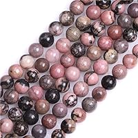 GEM-Inside Rhodonite Gemstone Loose Beads Natural 6mm Round Crystal Energy Stone Power for Jewelry Making 15