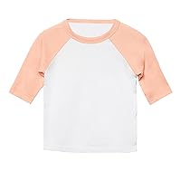 Toddler 3/4 Sleeve Baseball T-Shirt (2 Years) (White/Heather Peach)