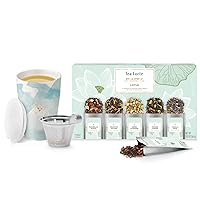 Tea Forte Single Steeps Starter Set – Sampler Lotus Tea + Kati Cup Wellbeing, Tea Gift Set with Loose Tea and Infuser Cup