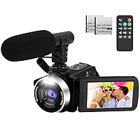Camcorder with Microphone, 2.7K 30FPS 42.0 MP Infrared Night Vision Video Camera 18X Digital Zoom 3.0'' HD Screen 1080P 60FPS Vlogging YouTube Camera Recorder with 2 Batteries and Remote Control