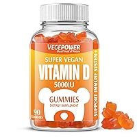 Vegan Vitamin D3 Gummies 5000 IU (125mcg) - 90 Count | for Immune Support, Bone Health, Energy Levels Boost, Non-GMO, Gluten Free, Vitamin D Supplement for Adults & Kids (Strawberry)