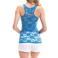 Sexy Lace Racerback Ribbed Front Tank Tops Cami Slim-Fit Sleeveless Camisole