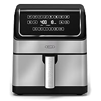 BELLA 8 Qt Digital Air Fryer with TurboCrisp Technology, Large Family Size Nonstick Cooking Basket and Crisping Tray, Multiple Preset Functions, Auto Shutoff, Stainless Steel, 1750 Watt
