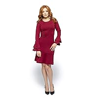 Claudia D’Armiento Bell Sleeves Burgundy Dress for Women.