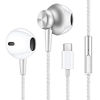 USB C Headphones with Mic HiFi Stereo Type C Earbuds Compatible for iPhone 15 with Powerful Heavy Bass,Noise Canceling Type C Earphones for Samsung Galaxy S24 S23 S22 iPad and Most USB C Devices