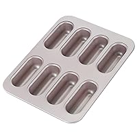 CHEFMADE Twinkie Cake Pan, 8-Cavity Non-Stick Mini Hotdog-Shaped Muffin Eclair Bakeware for Oven Baking (Champagne Gold)