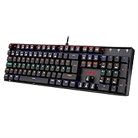 Redragon K551 Mechanische Gaming Tastatur Keyboard mit Staubgeschützten Rote Schalter 104 Tasten für PC Gaming DE QWERTZ (Rainbow LED Beleuchtet)