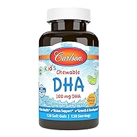 Kid's Chewable DHA, 100 mg DHA, Brain Health, Vision Function, Growth & Development, Orange, 120 Chewable Softgels
