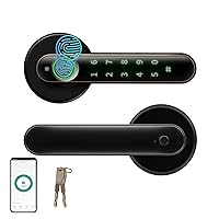 facertuey Smart Fingerprint Door Lock with Keypad, Touchscreen Bluetooth Smart Door Lock，Smart APP, Password, Fingerprint and Key Unlock, Used for Home, Office, Bedroom, Apartment