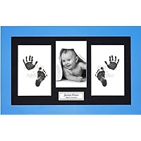 Anika-Baby BabyRice Baby Boy Hand and Footprints Kit Includes Black Inkless Prints/Blue Frame with Black Mount Display