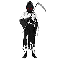 1PCSGrim Reaper Costume for Kids-Glow In The Dark Halloween Dress Up Costume-Halloween Scary Phantom Costume for Boys (M)