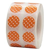 Orange with White Polka Dot Color Coding Labels for Organizing Inventory 0.50 Inch Round Circle Dots 1,000 Total Adhesive Stickers On A Roll