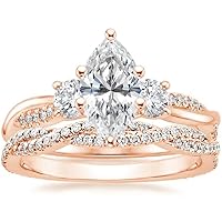 Petite Twisted Vine Moissanite Diamond Ring Set, 2.00 Carat Marquise Moissanite Engagement Ring Set, Wedding Ring Set, Bridal Ring, Promise/Anniversary Rings for Wife