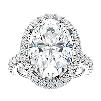 Halo Custom Engagement Ring, Oval Cut 5.00CT, VVS1 Clarity, Colorless Moissanite Ring, 925 Sterling Silver Ring, Ethical Jewelry, Wedding Ring, Perfact for Gift Or As You Want
