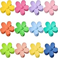 12PCS Large Flower Claw Clips,Non Slip Matte Hair Clips for Women Thick Hair,Big Strong Hold Dasiy Hair Clips,Sturdy Cute Hair Accessories for Women Girls Gifts,12 Colors-Enthusiastic