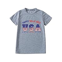 Top Kid Boys and Girls Tops Short Sleeved T Shirts Summer Solid ColorFourth of July Flower Cartoon Girls en Crop