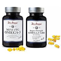 Dr.Brian Fish Oil Supplement, Highly Absorbed 500mg rTG Mini Omega 3 130 softgels Plus rTG Omega-3 1200mg 180softgels Support Heart Brain Joint Immune Health No Fishy Taste