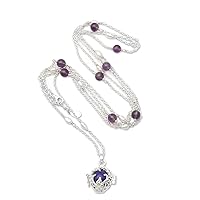 NOVICA Handmade .925 Sterling Silver Amethyst Cultured Freshwater Pearl Harmony Ball Necklace with Pendant Long Indonesia Protection Gemstone 'Chimes of Comfort'