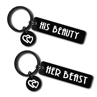 Couple Gifts For Him And Her His Beauty Her Beast Couples Keychain Set His and Hers Matching Keychain Gift for Boyfriend Girlfriend Valentines Day Birthday Gift Anniversary Jewelry for Husband Wife