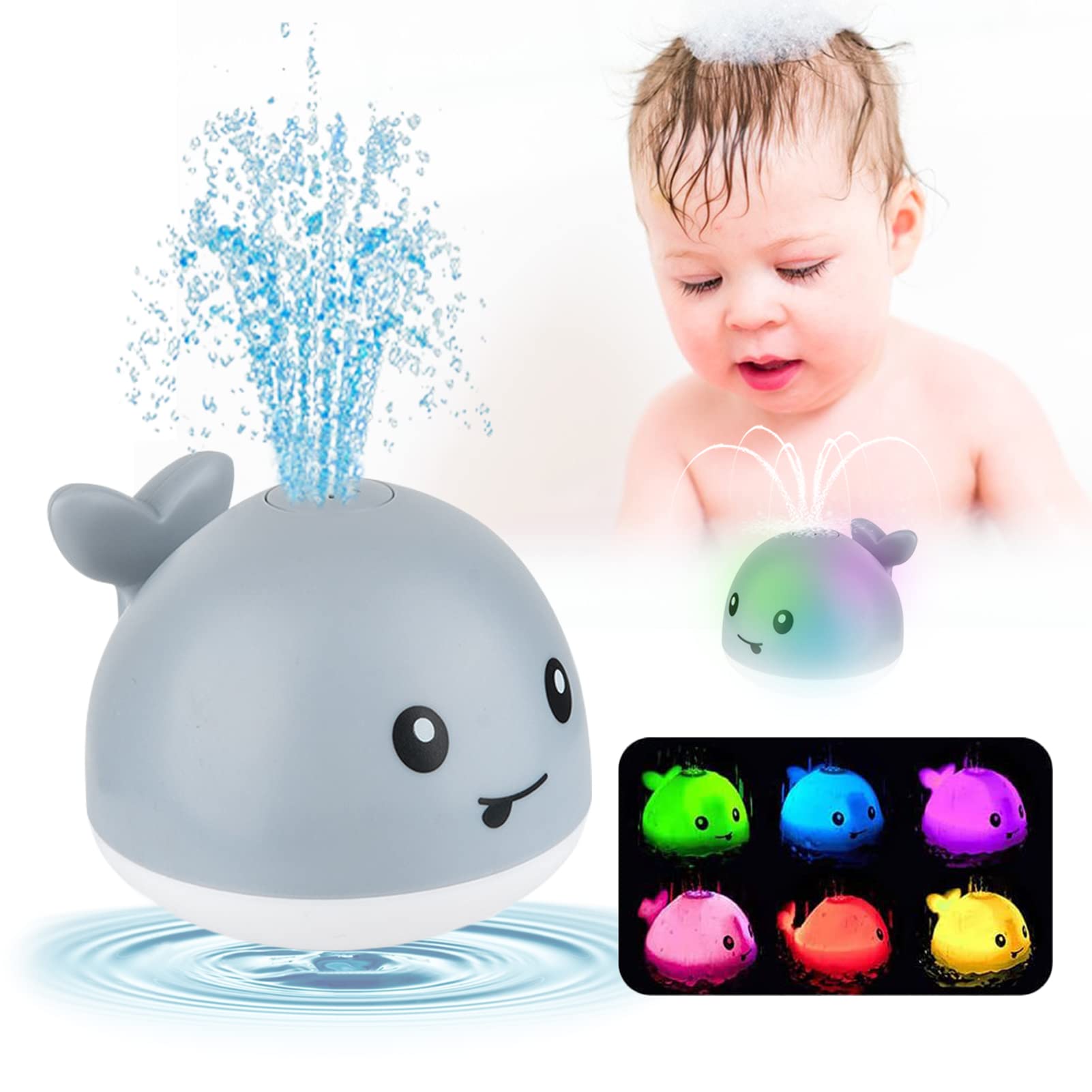 Bath Toys For Toddlers 1-3-Whale Bath Toy Sprinkler,Bath Toy For Infants 6-12 Months,Light Up Bath Toy For Toddlers Age 2-4 Induction Sprinkler Bathtub Shower Toys For Boys Girls Gift For Kids Age 1-6