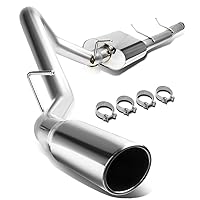 Auto Dynasty 4 Inches Rolled Muffler Tip Catback Exhaust System Compatible with Silverado Sierra 1500 Crew/Extended Cab Short Bed 07-13
