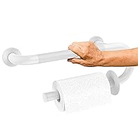 𝐔𝐩𝐠𝐫𝐚𝐝𝐞𝐝 Toilet Grab Bars 16 Inch - Toilet Paper Holder Grab Bar Stainless Steel Knurled Toilet Grab Bars for Seniors Bathtub Bathroom Rails for Elderly Bath Safety Balance Support, White