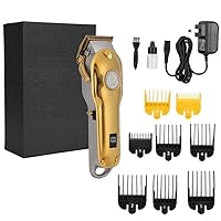 FTVOGUE Professional Electric Hair Clipper Beard Trimmer Hair Cutting Machine Grooming Kit US Plug 100-240V (Gold)