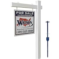 4Ever Products Vinyl PVC Real Estate Sign Post - White with Flat Cap - 5' Post
